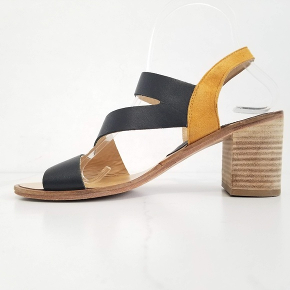 MODERN VINTAGE Open Toe Sandals Black Tan Heels 6 - Picture 3 of 12